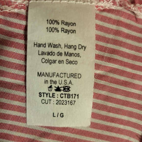 Chris & Carol Striped Magenta/White Tunic Crochet Hem in Lg - Picture 5 of 5